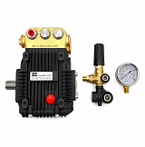 Плунжерный насос высокого давления TOR BM 12.18 N-1 — 180 бар, 720 л/ч, 4 кВт, 1450 об/мин, межосевое 87 мм, с регулятором By-Pass и манометром